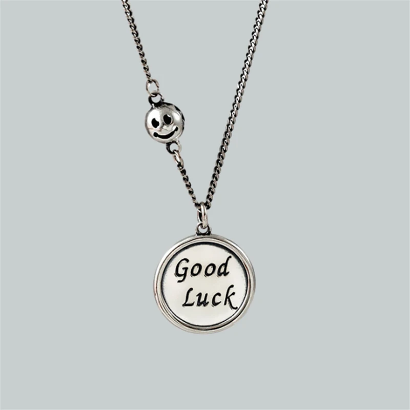 Корейский Японский стиль буквы удачи ТВ шоу кубинская Подвеска Ожерелье круглая