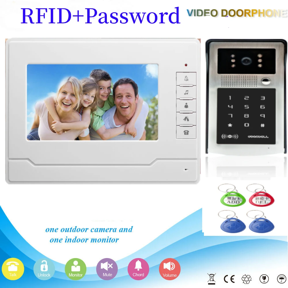 Отпечатков пальцев RFID пароль Камера доступа разблокировать видео домофон