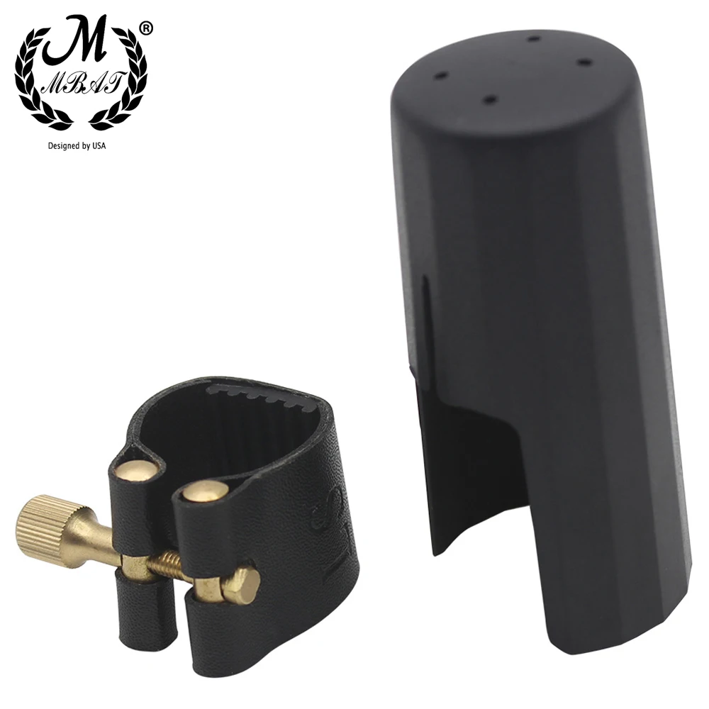 M MBAT Alto Soprano Tenor Saxophone Mouthpiece Ligature And Cap Sax Leather Buckle Clamp\Clip Woodwind Instrument Accessories