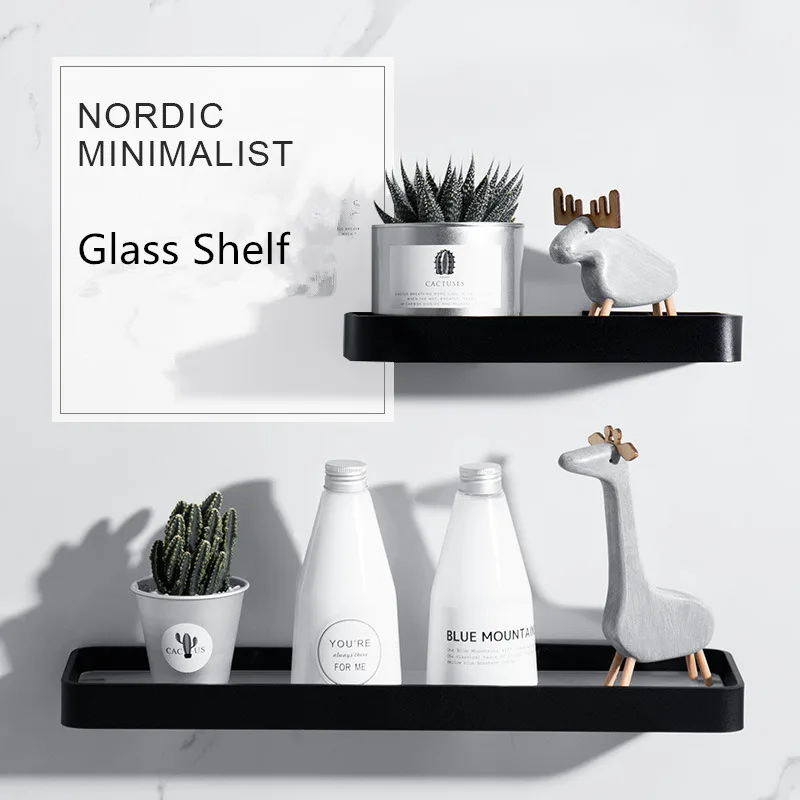 tuqiu bathroom shelf glass shelfsquare 20 50cm black bathroom corner shelvesshower room rackaluminum cosmetic shelf free global shipping