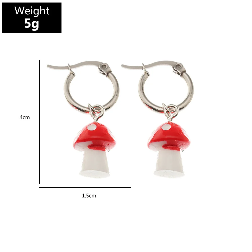 

Acrylic Mushroom Hoop Earrings Hook Studs Drop Earrings for Girls Women Children Birthday Gift Lovely Jewelry