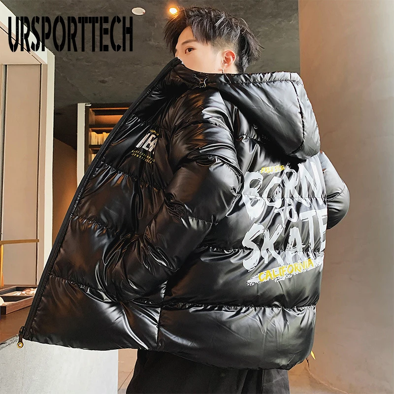 Зимняя мужская куртка Толстая теплая парка куртки серебристого цвета Яркая