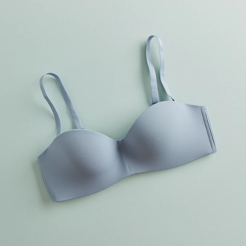 Синий Бесшовный Женский бюстгальтер на половину чашки, бюстгальтер пуш-ап, женский сексуальный бюстгальтер без косточек, стальной бюстгальтер, поддержка, модное однотонное красивое нижнее белье - Цвет: Синий