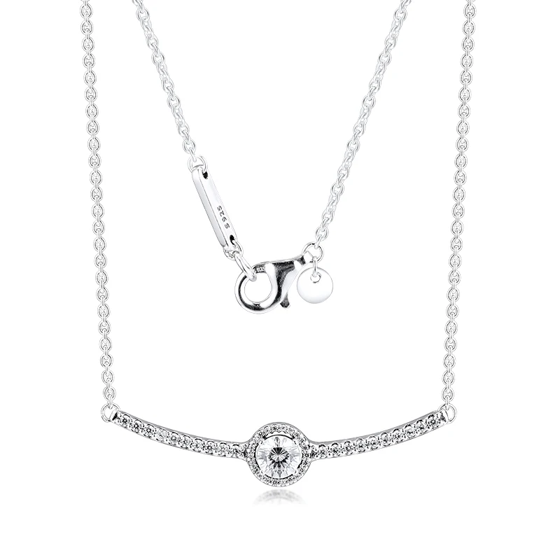 

GPY Necklace Sparkling Round Collier Necklaces Sterling Silver 925 Jewelry Women Collare Mujer Naszyjnik Colar Joyas de Plata