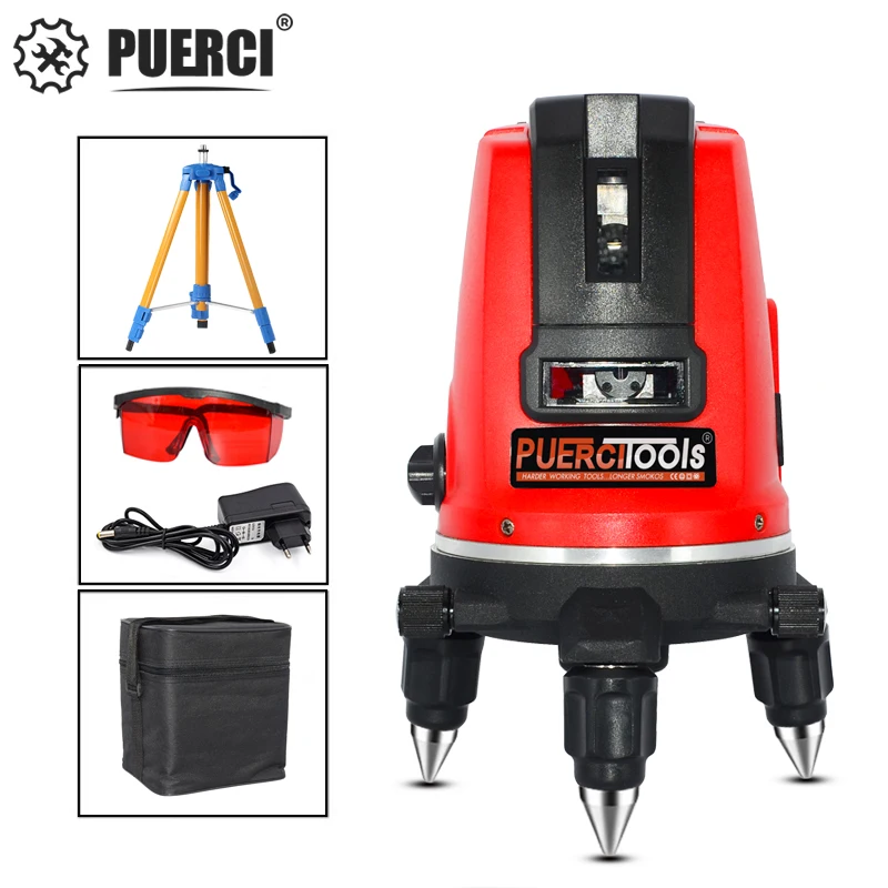 Лазерный уровень PUERCI 5 линий 6 точек автоматическое самовыравнивание поворот на