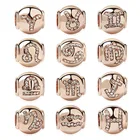 Новинка 2020, бесплатная доставка, 4 шт.лот, двенадцать созвездий, рак, Лев, дева, весы, Овен, Телец, бусины, подходят для браслета Pandora, талисманы, X063