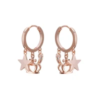 gold plated chili five pointed star crown hoop earrings for woman round stud earrings wedding party gigts fashion jewelry