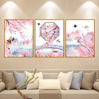 peach blossom wall stickers flowers chinese style bedroom living room sofa tv backdrop wall decoration aesthetic wallstickers
