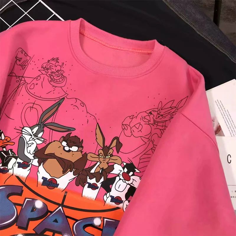 

Cartoon Print Sweatshirt Fleece Anime Hoodies Women Winter Long Sleeve Crewneck Tops Clothes Streetwear Pullover Sudadera 2021