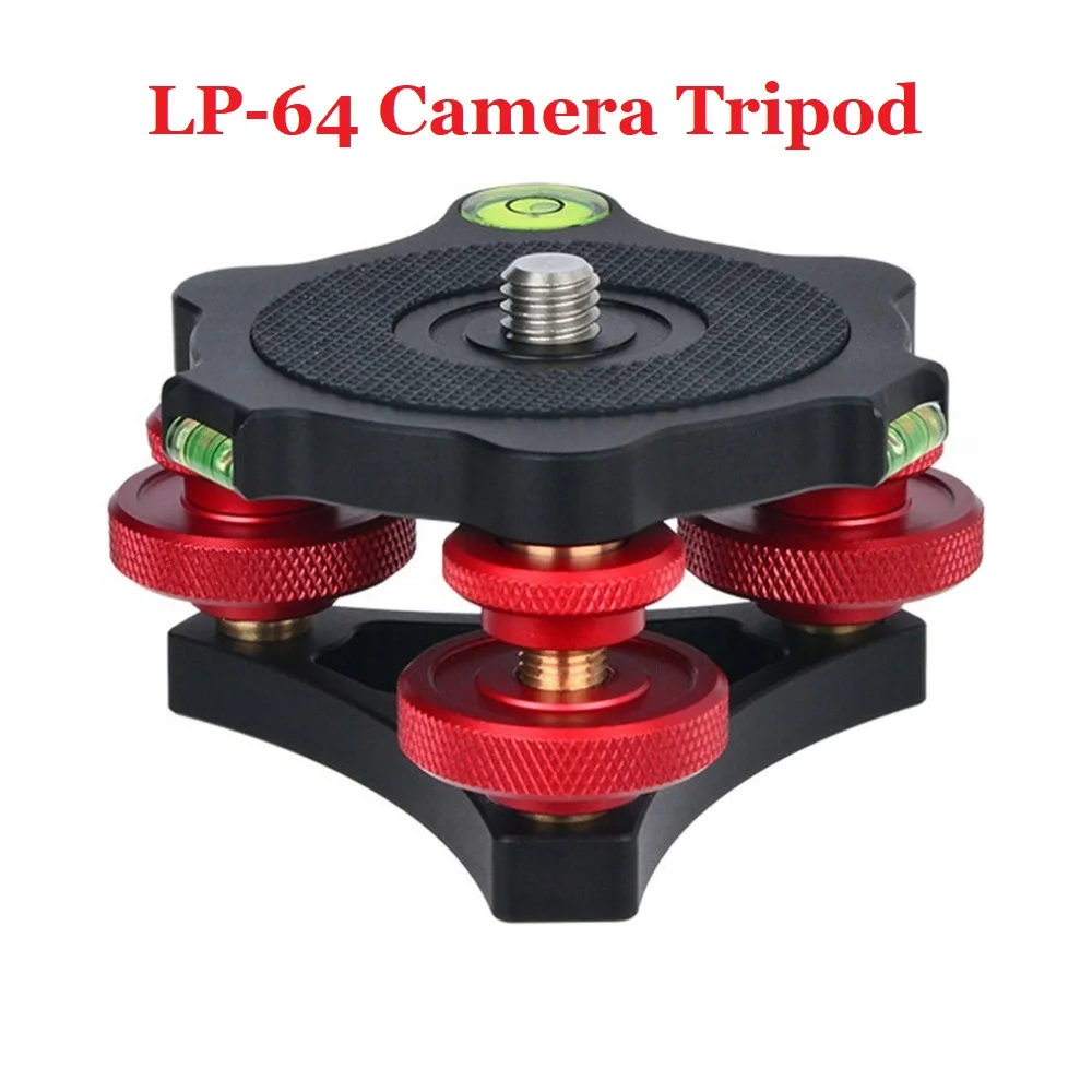 

LP-64 Camera Tripod Head LP-64 Leveling Base Aluminum Alloy Triple-wheel Precision Leveler Bubble Level 3/8" Screw Load 15kg