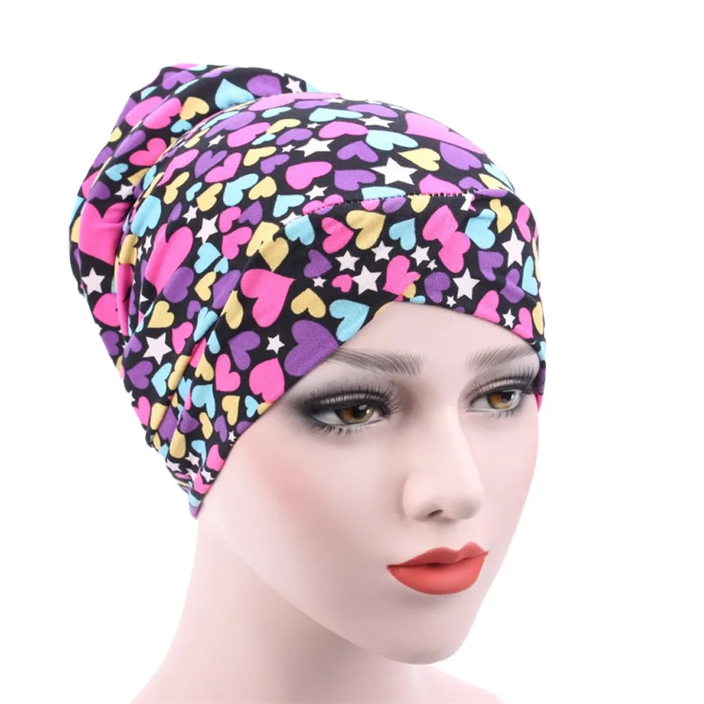 Многоцветная шапка с принтом для женщин мусульманский Skullies эластичный тюрбан