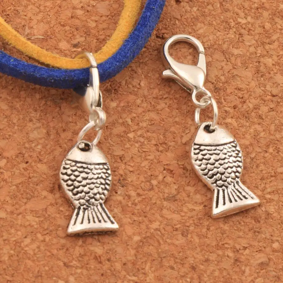 Ocean Fish Sea Creatures Fish Clasp European Lobster Trigger Clip On Charm Beads 27.8x7.4mm 125pcs zinc alloy C060