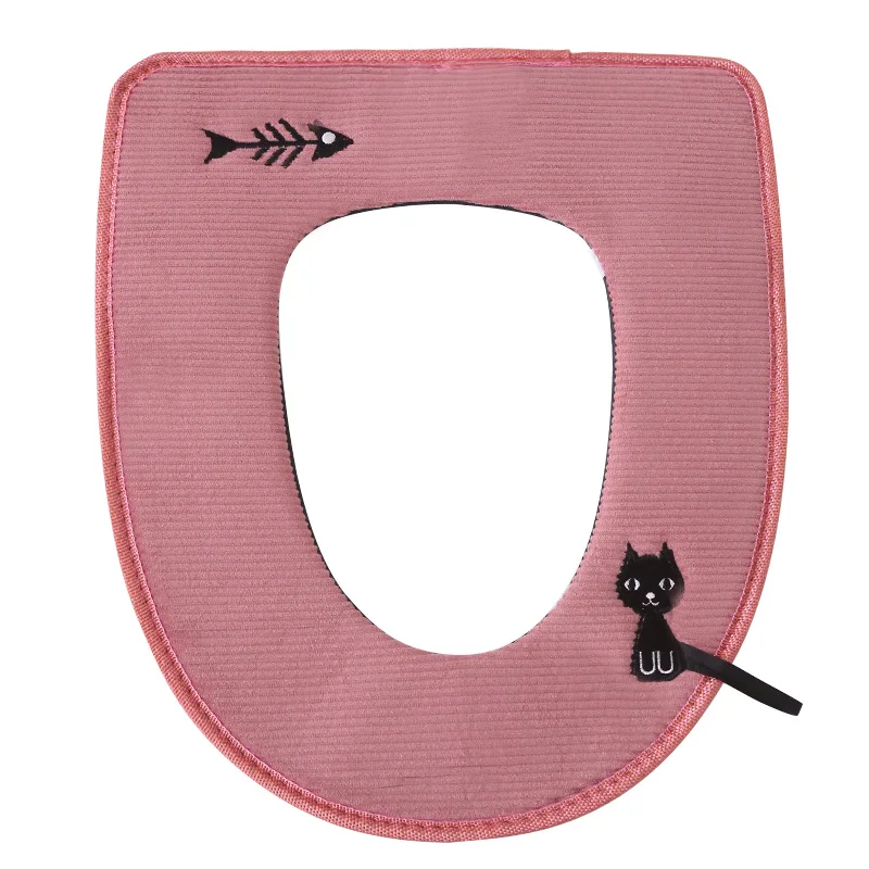 

Embroidered Kitten Flannel Toilet Seat Portable Paste Toilet Seat Toilet Seat Toilet Seat Toilet Seat Cover