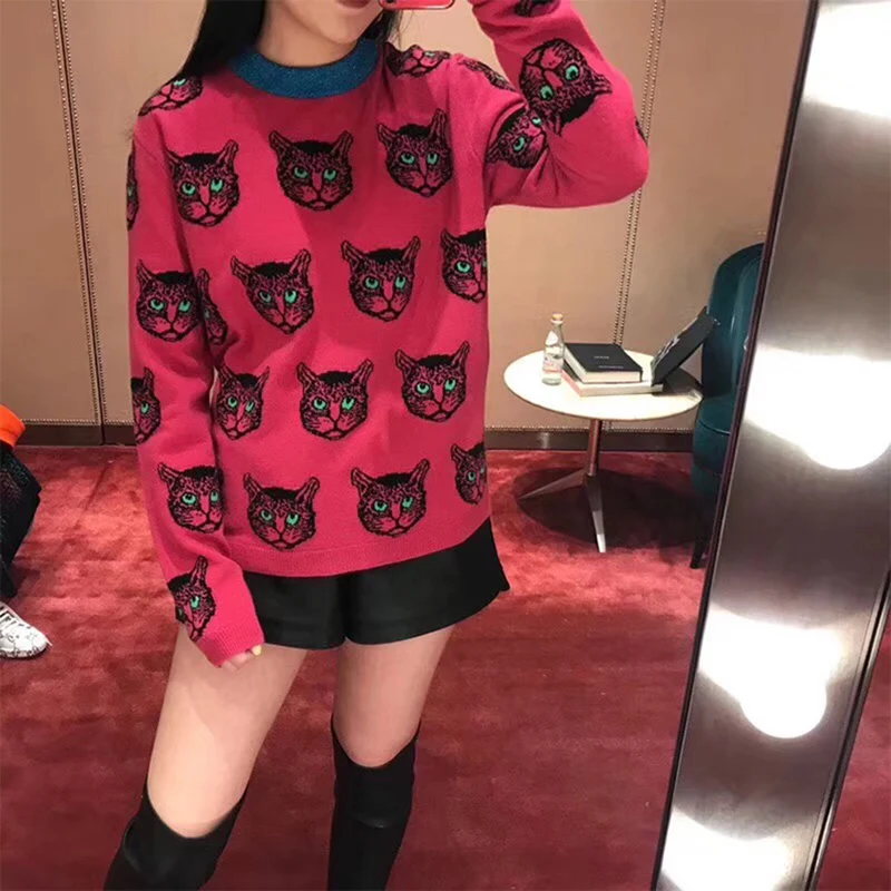 Осенне-зимний вязаный свитер 2019 Женские Жаккардовые с длинным рукавом