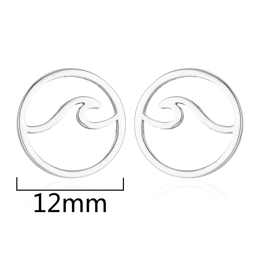 

2020 new stainless steel geometric circular hollow sea wave earrings simple wave earrings