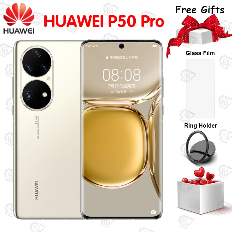Оригинальная версия CN смартфон HUAWEI P50 Pro 4G телефон 6 дюйма изогнутый экран OLED 8 ГБ +