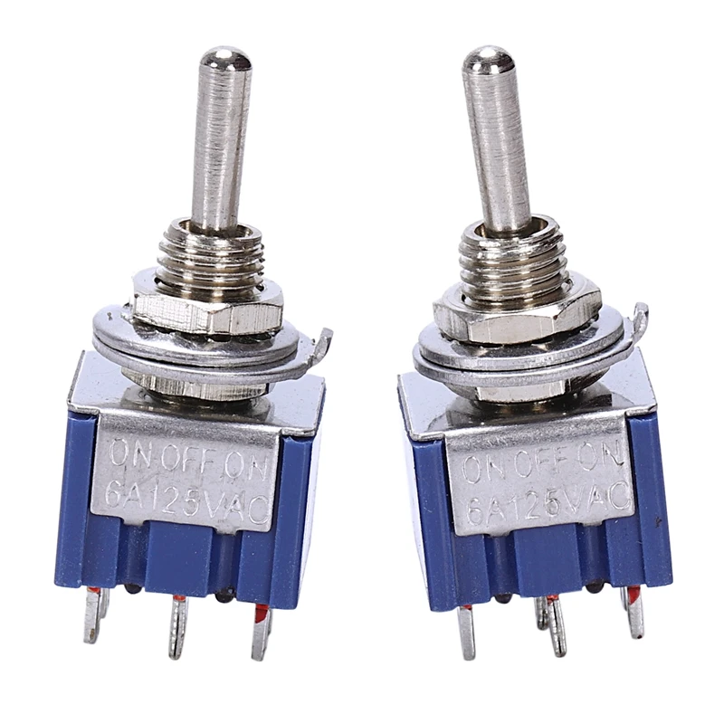 

AC 125V 6A 6 Pin Spdt On/Off/On 3-Way Mini Toggle Switch For Electric Guitar Parts, Blue (Pack Of 2)
