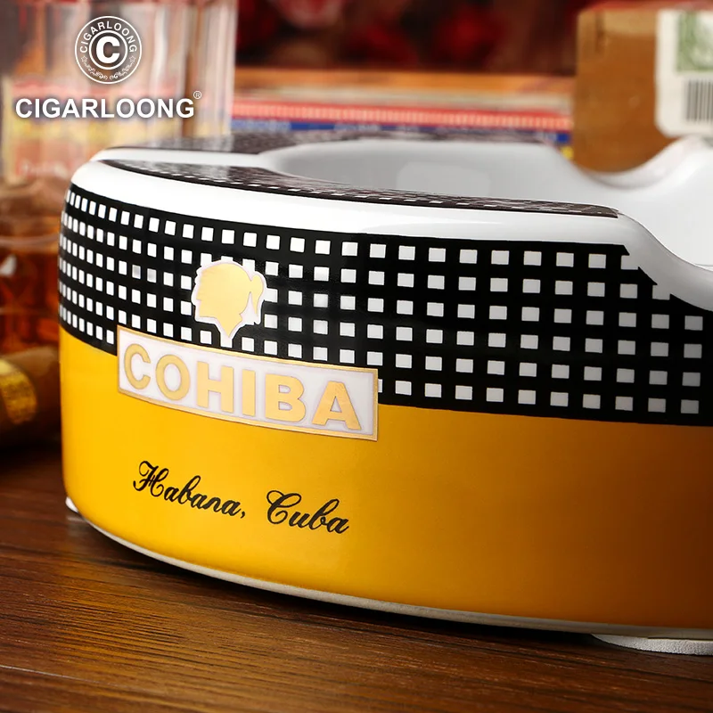 Фото Пепельница для сигар COHIBA, керамическая, модная декоративная пепельница для гостиной, большой резервуар для сигар, пепельница с 4 отделениям... №2