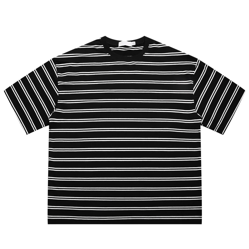 

Summer Cotton Short-sleeved T-shirt Men's Fashion Casual T Shirt Men Streetwear Korean Loose Striped Tshirt Mens Tops M-XL