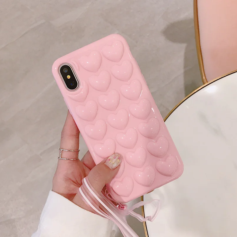 3D Любовь Сердце-Шап чехол для iPhone X XS Max XR мультфильм Чехлы 7 8 6 6S Plus Мягкий ТПУ