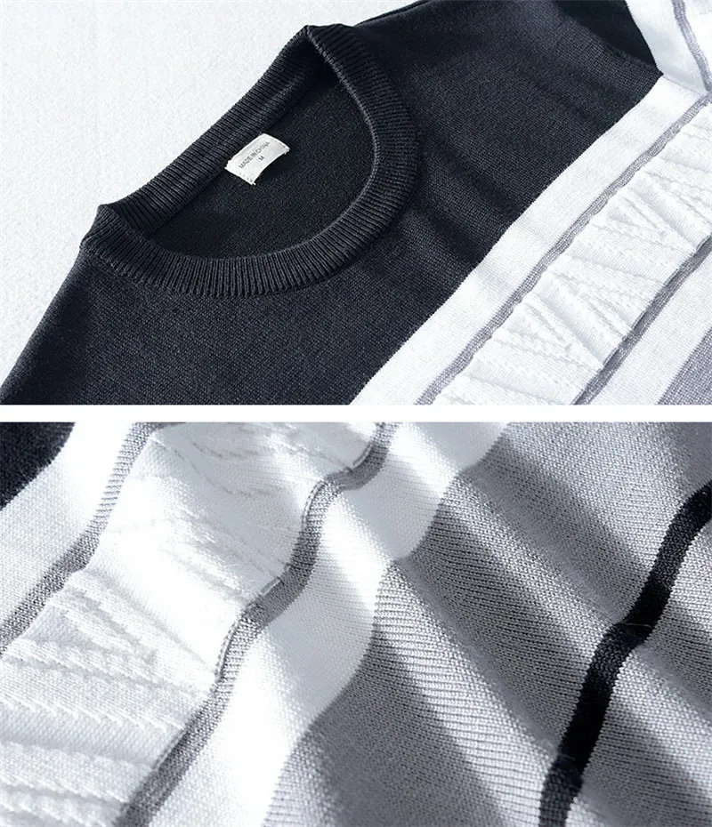 

Autumn Winter High Quality Slim Fit Men Business Casual Knitted Pullovers Sweaters Thick Stripe Oversize Hipster Casual Coats