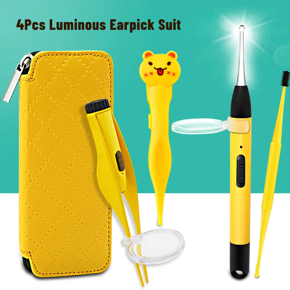 LED Light Ear Tweezers Booger Clip Picking Tool Double-headed Spiral Massage Earpick Wax Remover Curette Picker | Красота и здоровье