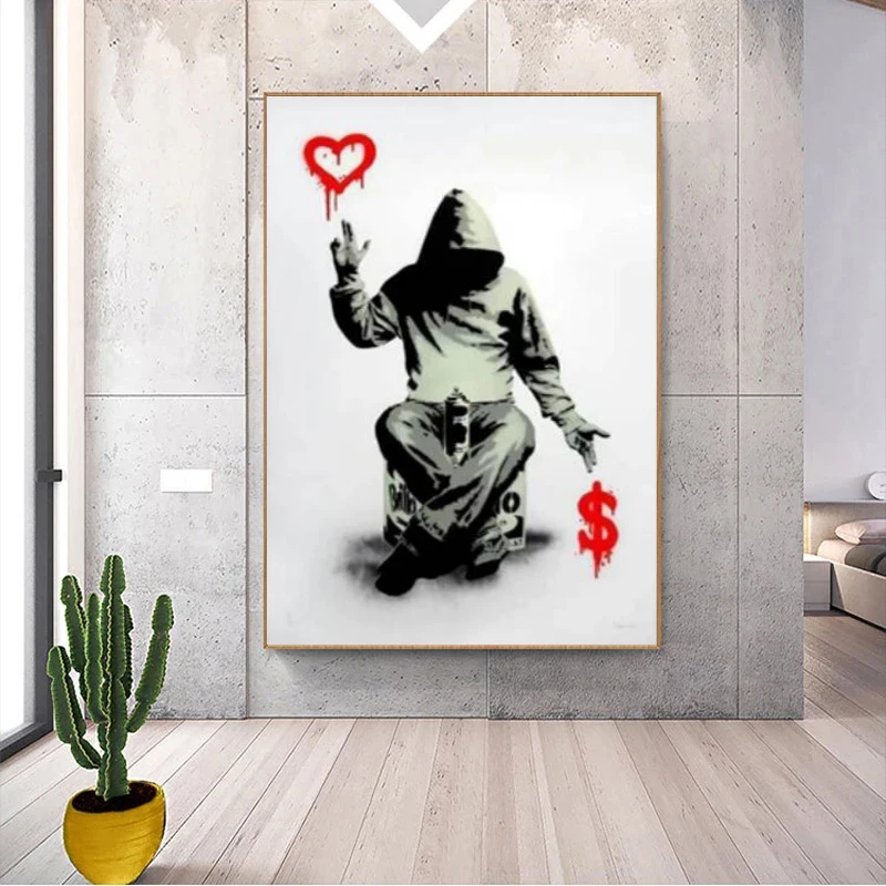 

Abstract Banksy Art Dollar Canvas Painting on The Wall Art Posters Prints Wall Pictures for Living Room Home Wall Cuadros Decor