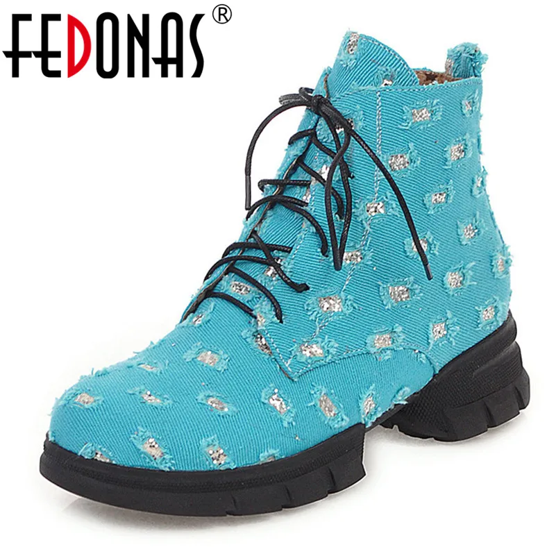 FEDONAS/Классические высокие сапоги с перфорацией типа броги обувь для ночного