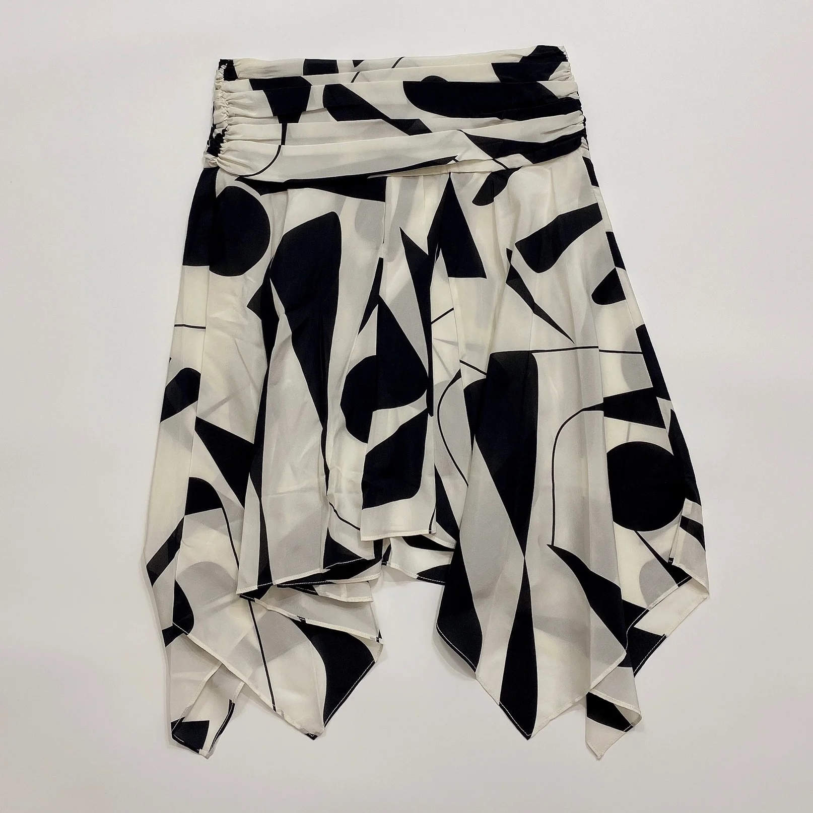 

Летняя шелковая мини-юбка с высокой талией и геометрическим принтом, 2021