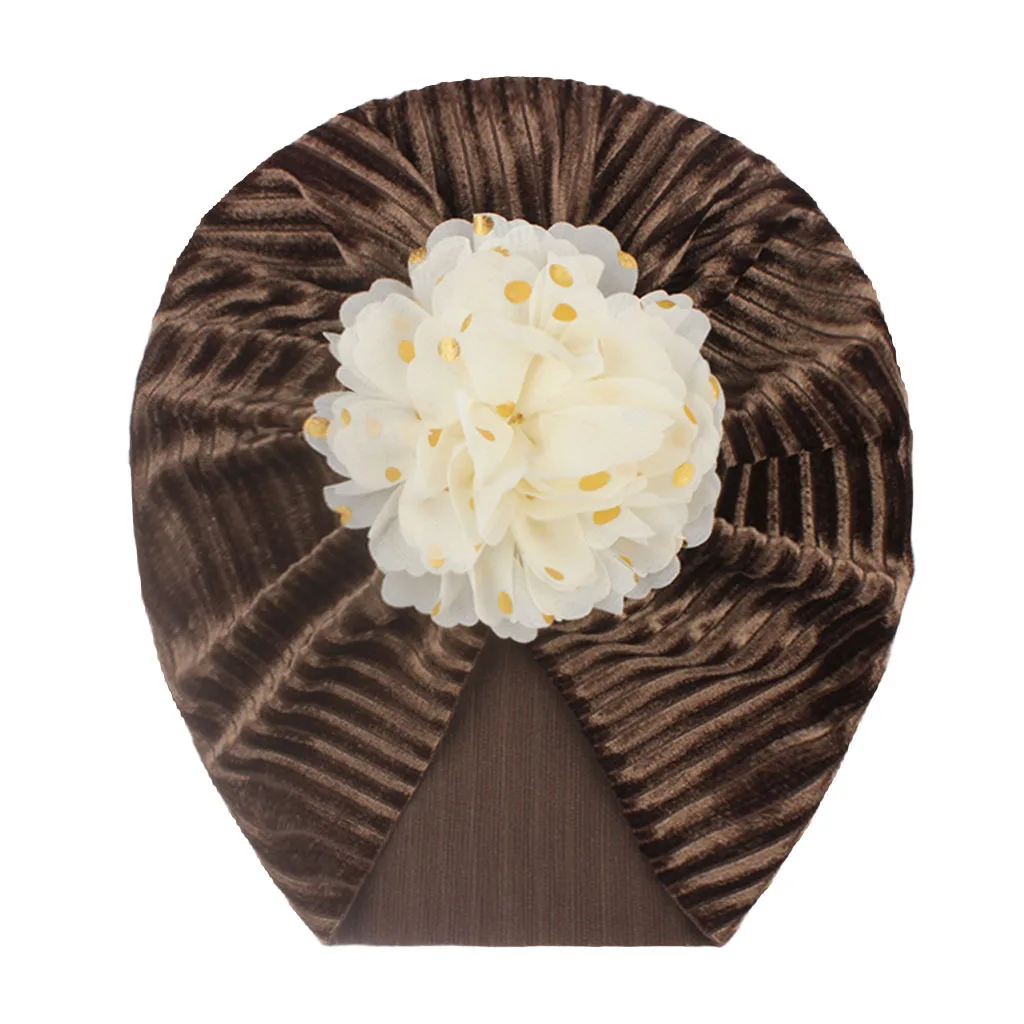 Золотая Бархатная утопленная шапка в полоску с бронзовыми цветами теплая и