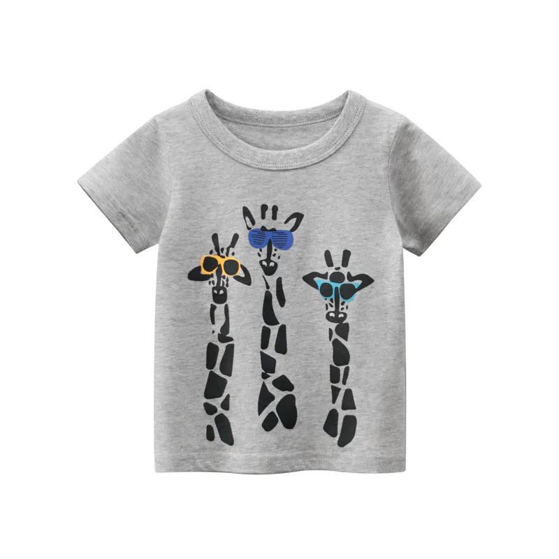 

Summer Children T-shirts Kids Clothes Boys Short Sleeve Tops gray Baby Tees Kid Cotton T Shirt Outfits Giraffe 2-9Years
