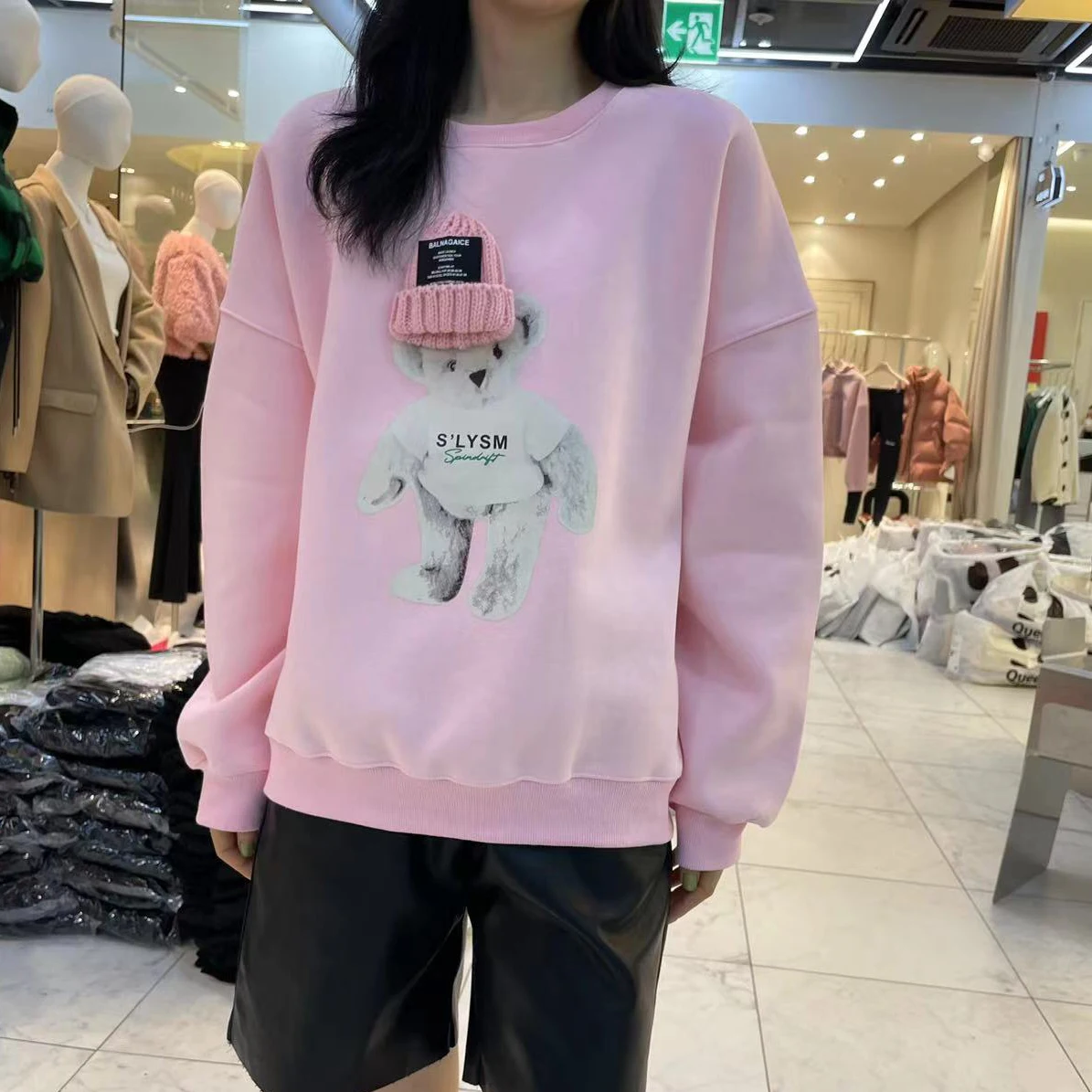 Осенние толстовки с капюшоном мультяшным медведем свитшоты Женская Корейская