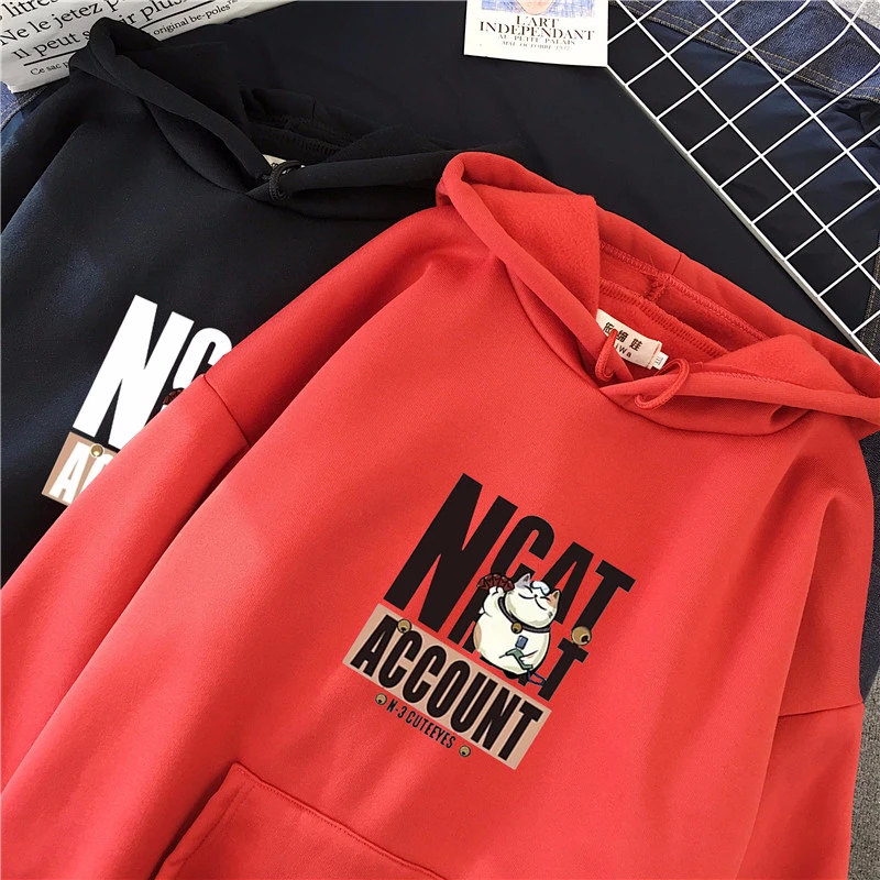 

Funny Lucky Cat Harajuku Aesthetic Loose Warm Hoodies Women Grunge Cartoon 90s Vintage Sweatshirts Hip Hop Ullzang Hoody Female
