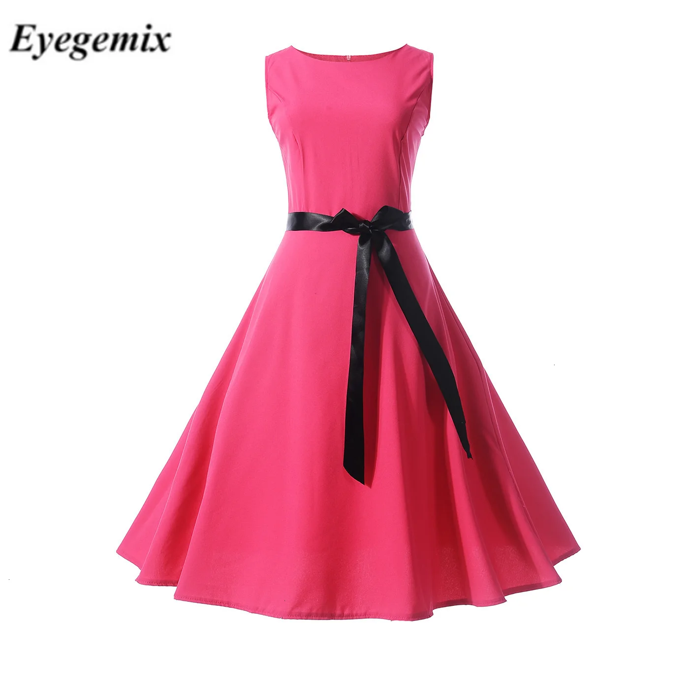 Черное облегающее однотонное Элегантное платье без рукавов ТРАПЕЦИЕВИДНОЕ