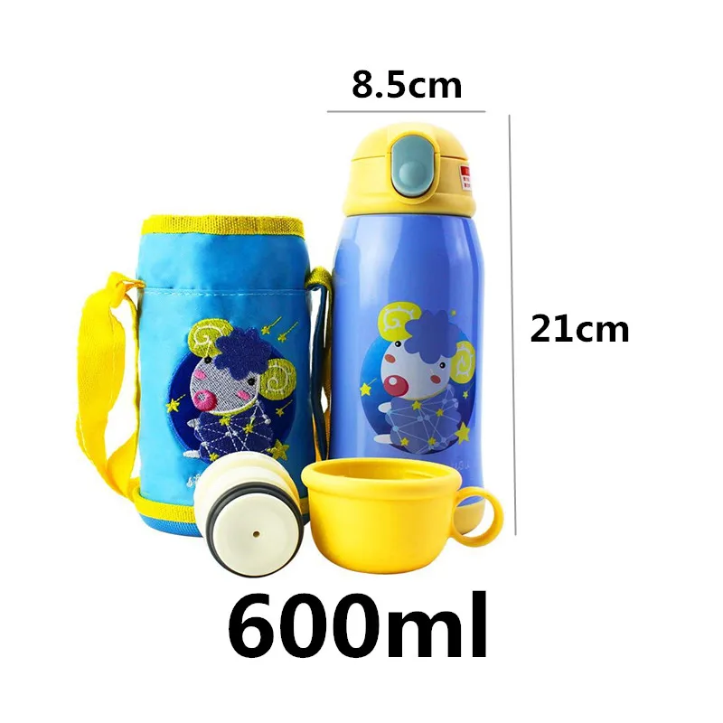 600 мл 18/8 нержавеющая сталь кружка термос чашка детская Портативный сумка на