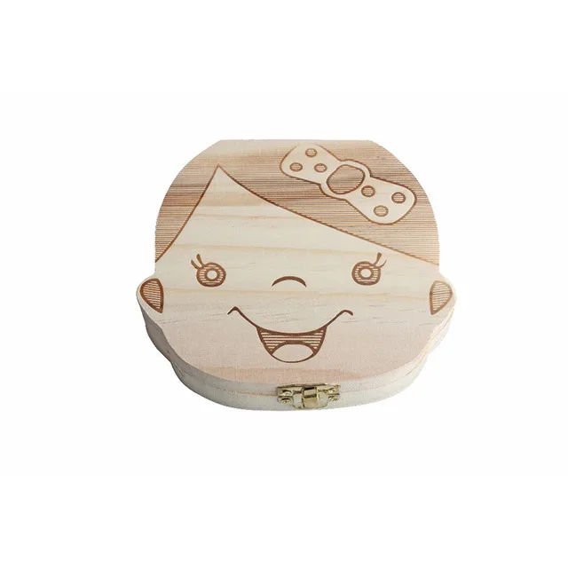 Espagnol anglais bébé cadeau créatif bois fille garçon dent organisteur boange ensector вмятина caduques stockage|Коробки и