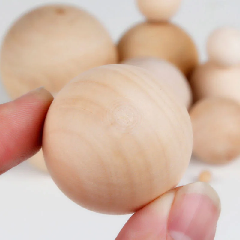

1pc Wood ball Supplies Unpainted DIY Craft Jewelry Holes 30mm-60mm Beads