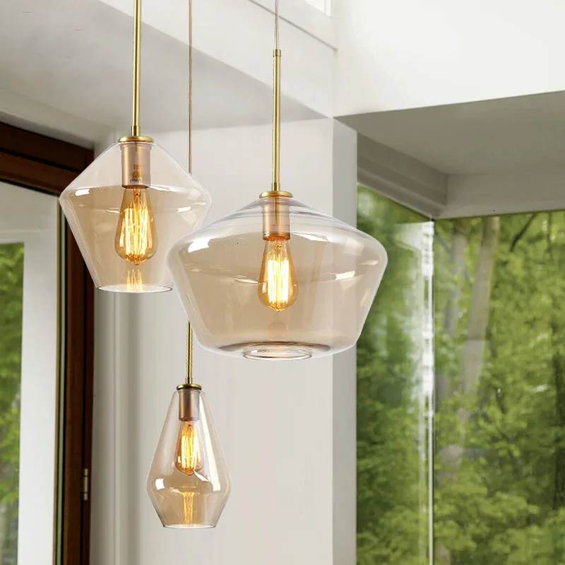 Янтарная потолочная лампа для паба современное светодиодное освещение