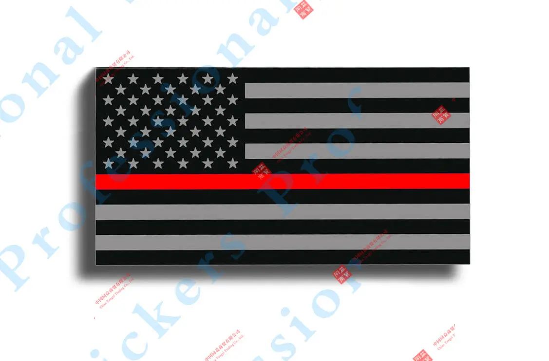 

Personality Fireman Red Line USA Flag Sticker Car Laptop Cup Rescue Fire 911 Window Decal
