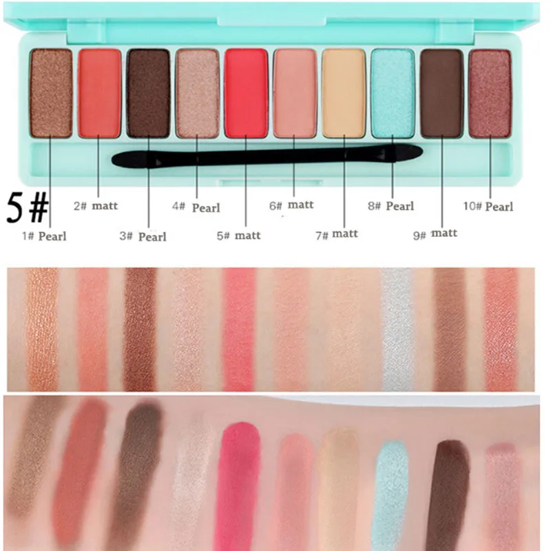 5 10 Colors Pressed Eye Shadow Palette Matte Shimmer Glitter Eyeshadow Makeup Palette Nude Eye Shadow Powder Make Up - Цвет: 5