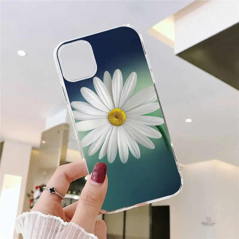 

Daisy art design flower Phone Cases Transparent for iPhone 6 7 8 11 12 s mini pro X XS XR MAX Plus SE cover funda shell