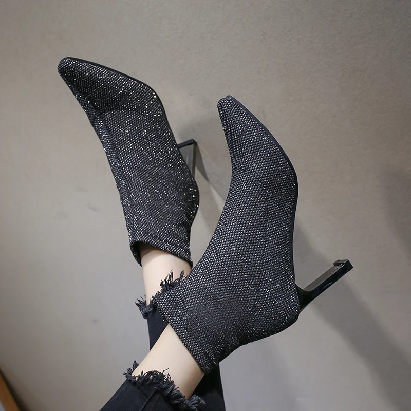 Ботинки на высоком каблуке шикарные модельные туфли женские ботильоны