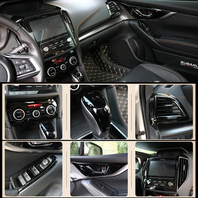 

For Subaru XV Auto Accessories Car Front Air Vent Outlet Cover Trim Shift Knob Interior Door Handle Sequins Decal Overlay