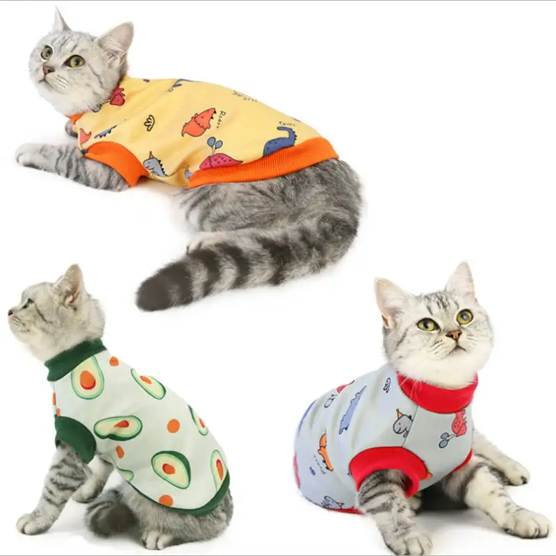 

Pet Cat Clothes Cute Animal Printed Pet Coat Cotton Soft Pullover Cat Shirt Jacket Sweatshirt Cat Sweater Pets Clothing Outfit