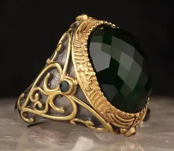 

Sterling Silver Man Ring Natural Stone(Zircon) Ottoman Silver,Handmade 925k Made in Turkey Outstanding Gift