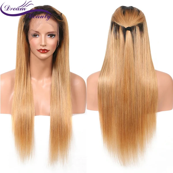 Dream Красота волосы Remy Предварительно человеческие волосы 13x6 синтетические волосы на кружеве парики прямые волосы с детскими волосами для Для женщин Выбеленные узлы