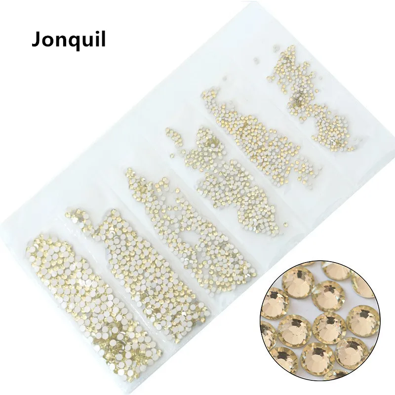 Jonquil SS3-SS10 разных размеров розовый/зеленый/синий/белый опал стеклянные стразы для ногтей блестящие стразы для дизайна ногтей - Цвет: Jonquil