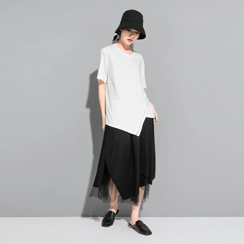 Женский Асимметричный пуловер XITAO однотонная свободная футболка на молнии