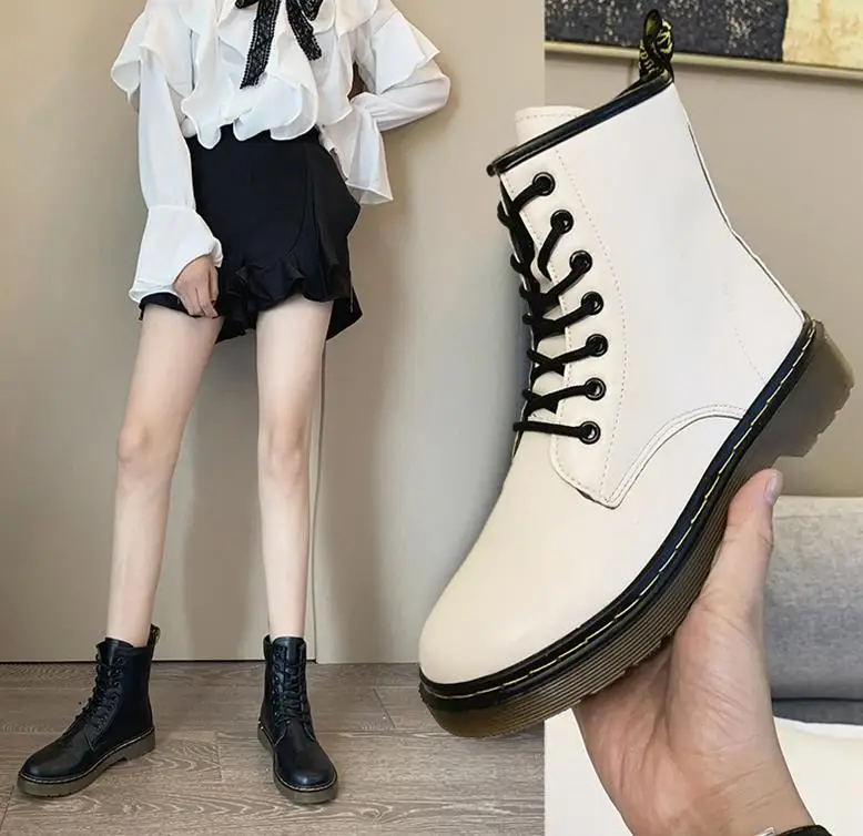 Модные женские локомотивные ботильоны на низком каблуке женская обувь платформе