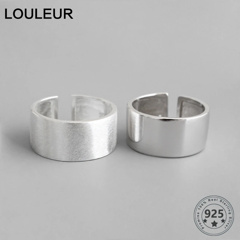 

Женские широкие кольца LouLeur, минималистичные гладкие Открытые Кольца из настоящего серебра 925 пробы, ювелирные изделия для подарка на день р...